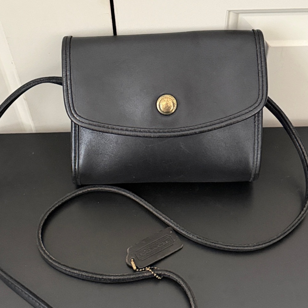 Coach Black Leather Bag Interior vintage